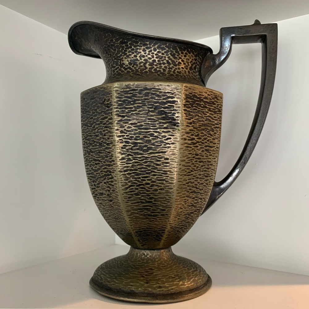 Antique WM Mounts Homan Plate on Nickel Silver Pitcher